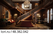 staircase probate house ai generated. Стоковое AI-изображение, AI-художник Vectorwin / Фотобанк Лори