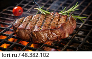 grill steak on white ai generated. Стоковое AI-изображение, AI-художник Vectorwin / Фотобанк Лори