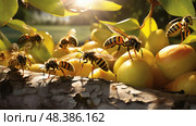 wasps yellow jackets ai generated. Стоковое AI-изображение, AI-художник Vectorwin / Фотобанк Лори