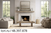 mantel white wood wash ai generated. Стоковое AI-изображение, AI-художник Vectorwin / Фотобанк Лори