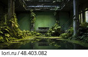 neglect green pool ai generated. Стоковое AI-изображение, AI-художник Vectorwin / Фотобанк Лори