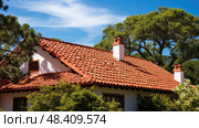 clay house roof line ai generated. Стоковое AI-изображение, AI-художник Vectorwin / Фотобанк Лори