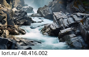 fall water and rocks ai generated. Стоковое AI-изображение, AI-художник Vectorwin / Фотобанк Лори