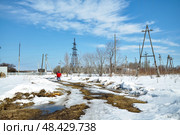 Время весенней распутицы в марте. Село Шорохово. Тюменская область (2019 год). Стоковое фото, фотограф Александр Тараканов / Фотобанк Лори