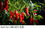 fiery red chilis ai generated. Стоковое AI-изображение, AI-художник Vectorwin / Фотобанк Лори