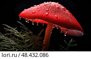 mycology red mushroom ai generated. Стоковое AI-изображение, AI-художник Vectorwin / Фотобанк Лори