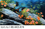 butterfly blue ridge mountains ai generated. Стоковое AI-изображение, AI-художник Vectorwin / Фотобанк Лори