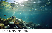 environment plastic bottles in ocean ai generated. Стоковое AI-изображение, AI-художник Vectorwin / Фотобанк Лори