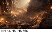 conveyor metal mining ai generated. Стоковое AI-изображение, AI-художник Vectorwin / Фотобанк Лори