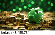 finance green piggy bank ai generated. Стоковое AI-изображение, AI-художник Vectorwin / Фотобанк Лори