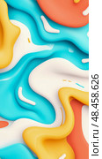 Playful Blob Abstract: multi-layer composition with fluid shapes in vibrant hues. Use for backdrop, print, or promotional graphic. Стоковое AI-изображение, AI-художник Данила Большаков / Фотобанк Лори