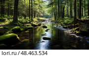 stream forest wood ai generated. Стоковое AI-изображение, AI-художник Vectorwin / Фотобанк Лори