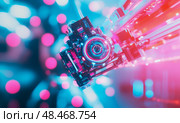 Cyberpunk Abstract: A futuristic tech core amidst neon lights, design for concept art and scifi posters. Стоковое AI-изображение, AI-художник Данила Большаков / Фотобанк Лори