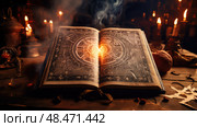 grimoire witch spell book ai generated. Стоковое AI-изображение, AI-художник Vectorwin / Фотобанк Лори