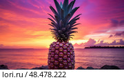 orange summer pineapple fruit ai generated. Стоковое AI-изображение, AI-художник Vectorwin / Фотобанк Лори