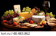 gouda wine cheese chocolate ai generated. Стоковое AI-изображение, AI-художник Vectorwin / Фотобанк Лори