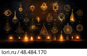 fire gold alchemy symbols ai generated. Стоковое AI-изображение, AI-художник Vectorwin / Фотобанк Лори