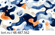 Fluidity of Form: An Abstract Composition in Blues, Whites, and Orange. Стоковое AI-изображение, AI-художник Данила Большаков / Фотобанк Лори