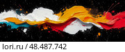 Vibrant Abstract Expression: Colorful Paint Swirls on Black, Energy and Motion Unleashed, Fine Art for Modern Interior. Стоковое AI-изображение, AI-художник Данила Большаков / Фотобанк Лори
