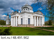St. Sophia (Ascension) Cathedral and bell tower in the city of Pushkin (Tsarskoye Selo), St. Petersburg, Russia. Former temple of the Life Hussar Regiment. Architect Cameron. Стоковое фото, фотограф Михаил Аккуратoв / Фотобанк Лори