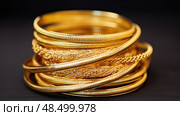 bangles gold string ai generated. Стоковое AI-изображение, AI-художник Vectorwin / Фотобанк Лори