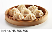 xiaolongbao chinese food white background ai generated. Стоковое AI-изображение, AI-художник Vectorwin / Фотобанк Лори