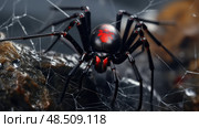 arachnid black widow spider ai generated. Стоковое AI-изображение, AI-художник Vectorwin / Фотобанк Лори