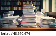 papers stack of data ai generated. Стоковое AI-изображение, AI-художник Vectorwin / Фотобанк Лори