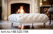 tufted white ottoman ai generated. Стоковое AI-изображение, AI-художник Vectorwin / Фотобанк Лори