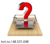 mousetrap and question on white background. Isolated 3D illustration. Стоковая иллюстрация, иллюстратор Ильин Сергей / Фотобанк Лори
