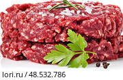 A piece of meat with a bunch of parsley on top. Стоковое AI-изображение, AI-художник Ярославский Максим / Фотобанк Лори
