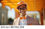 gentleman orange gingham ai generated. Стоковое AI-изображение, AI-художник Vectorwin / Фотобанк Лори