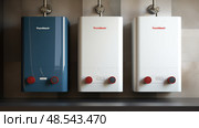 efficiency tankless water heaters ai generated. Стоковое AI-изображение, AI-художник Vectorwin / Фотобанк Лори