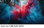 dreamy red and blue smoke ai generated. Стоковое AI-изображение, AI-художник Vectorwin / Фотобанк Лори