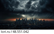 scrapers sky clouds ai generated. Стоковое AI-изображение, AI-художник Vectorwin / Фотобанк Лори
