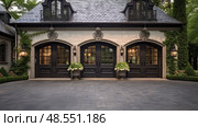 scrollwork carriage garage door ai generated. Стоковое AI-изображение, AI-художник Vectorwin / Фотобанк Лори