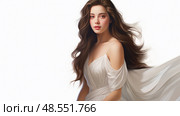 beauty lady white background ai generated. Стоковое AI-изображение, AI-художник Vectorwin / Фотобанк Лори