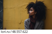 introverted shy black woman ai generated. Стоковое AI-изображение, AI-художник Vectorwin / Фотобанк Лори
