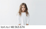 emotion sad child white background ai generated. Стоковое AI-изображение, AI-художник Vectorwin / Фотобанк Лори
