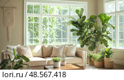 greenery plants in home ai generated. Стоковое AI-изображение, AI-художник Vectorwin / Фотобанк Лори