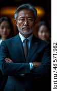 Professional Confidence: A portrait of a determined business leader with strong leadership presence, conveying experience and trustworthiness. Стоковое AI-изображение, AI-художник Данила Большаков / Фотобанк Лори