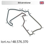 Silverstone circuit for motorsport and autosport. Стоковая иллюстрация, иллюстратор Максим Гребешков / Фотобанк Лори