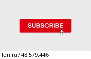 Interactive Red Subscribe Animation with cursor Click Gesture. Стоковая анимация, аниматор Максим Гребешков / Фотобанк Лори