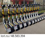 Moscow, Russia - Apr 18. 2025 Short-term rental service for electric scooters Whoosh. Редакционное фото, фотограф Володина Ольга / Фотобанк Лори