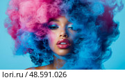 Mystic Allure: Portrait with Colorful Cloud Aura. Стоковое AI-изображение, AI-художник Данила Большаков / Фотобанк Лори