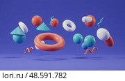 Abstract geometric shapes in vibrant colors against a blue background. Стоковое AI-видео, аниматор KATERINA AI / Фотобанк Лори
