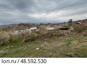 View of the village in Armenia in the spring. Kotayk region. Стоковое фото, фотограф Evgenia Shevardina / Фотобанк Лори