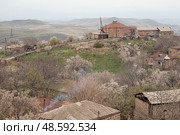 View of the village in Armenia in the spring. Kotayk region. Стоковое фото, фотограф Evgenia Shevardina / Фотобанк Лори
