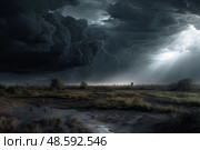Tempestuous Skies: An Abstract Masterpiece Capturing the Fury of a Storm. Стоковое AI-изображение, AI-художник Данила Большаков / Фотобанк Лори