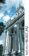 Bulgarian Church of St. Stephen in Istanbul, wrought iron facade against a background of blue sky and palm trees. Стоковое фото, фотограф Анна Чижова / Фотобанк Лори
